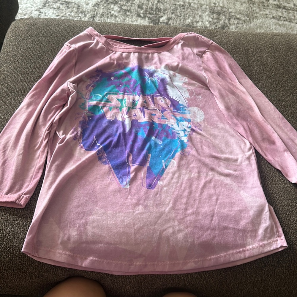Disney Star Wars millennium falcon Pink Cross Back Tee Size Small